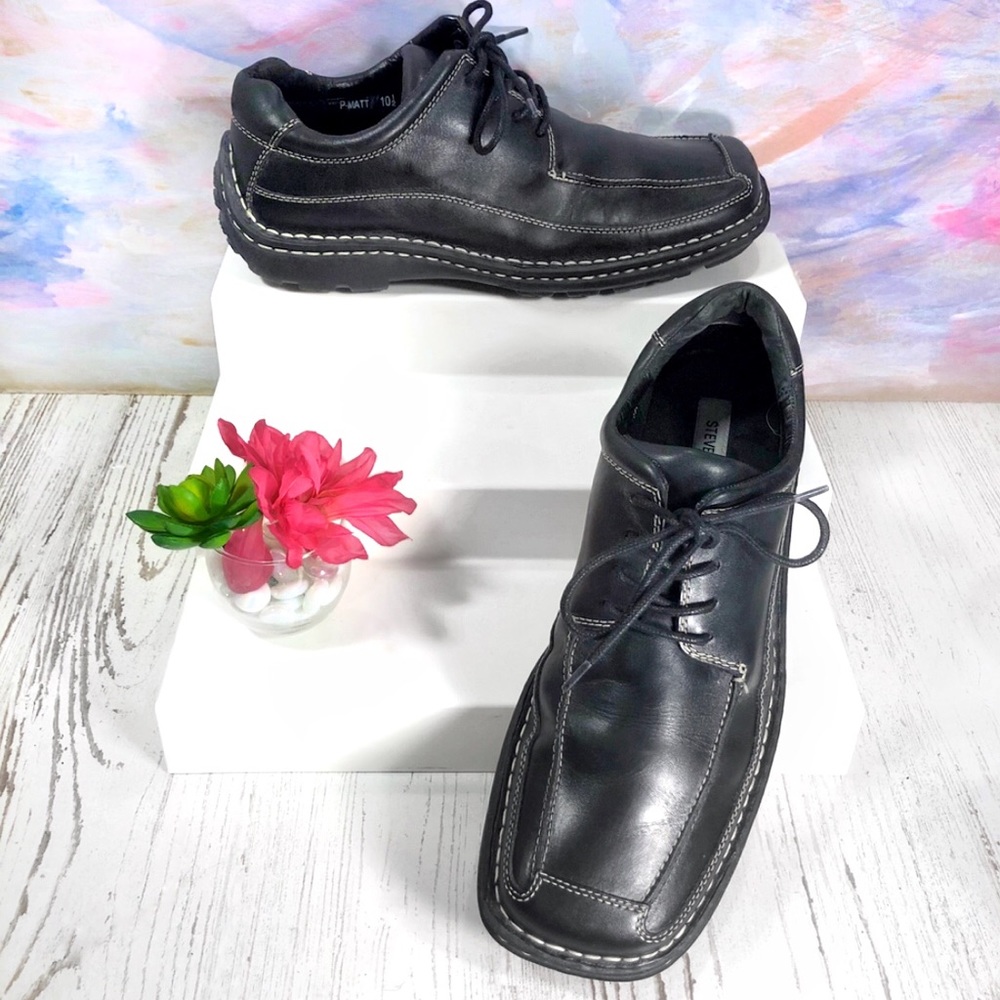 Steve Madden - black leather casual derby-oxfords